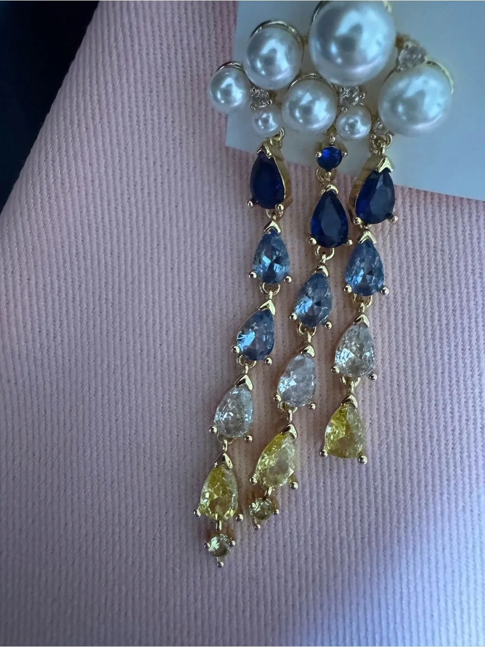 kate spade Pearl & Multi-Color Teardrop Cascade Earrings